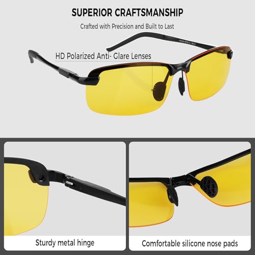Night Driving Glasses for Men Women Anti Glare Polarized HD Night Vision Glasses for Driving4