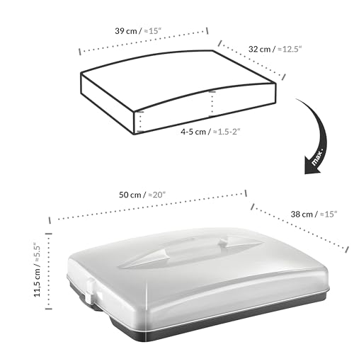 Foto von Grizzly Blechkuchen-Transportbox mit Klick-Verschluss, Kuchen-Transportbox rechteckig, Kuchencontainer mit Deckel und Tragegriff