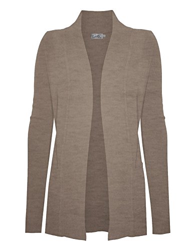 Image of Cielo Women's Solid Basic Open Front Pockets Knit Sweater Cardigan