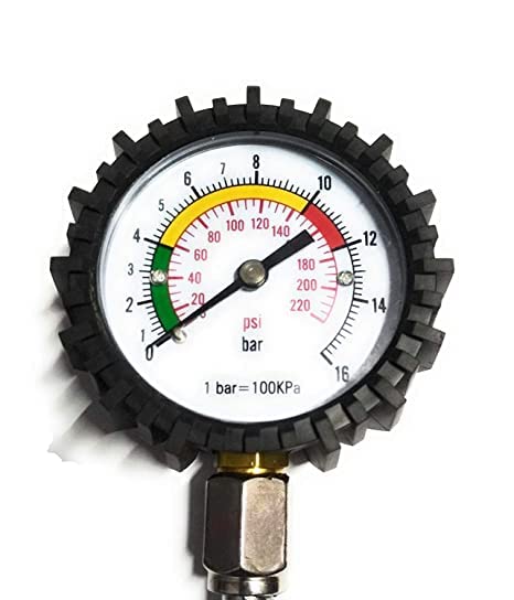 Tyre Pressure Gauge Dial with Integrated Hold/Deflator Functions 0-220PSI for Car, SUV and Bike