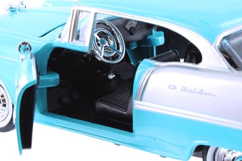 Modelo 1955 Chevy Bel Air Hardtop 1:24 azul miniatura 7