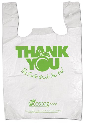 Interplas MB-T-24TK-BIO Biodegradable Pre-Printed Thank You Retail Bags, 0.65 Mil, HDPE, 21-Inch Height, 11.5-Inch Width (Case of 1000)