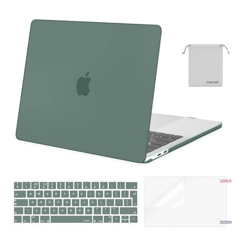 MOSISO Custodia Compatibile con MacBook Pro 13 Cover M2 M1 Chip 2025-2016 A2338 A2289 A2251 A2159 A1989 A1706 A1708, Case per MacBook Pro 13,3 Pollici&Copritastiera&Pellicola&Borsa, Midnight Green