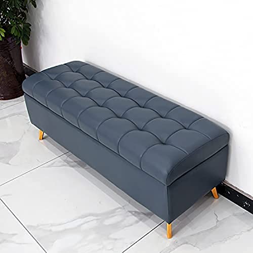 Elegant Faux Leather Storage Bench Thick Padded Seat for Bed