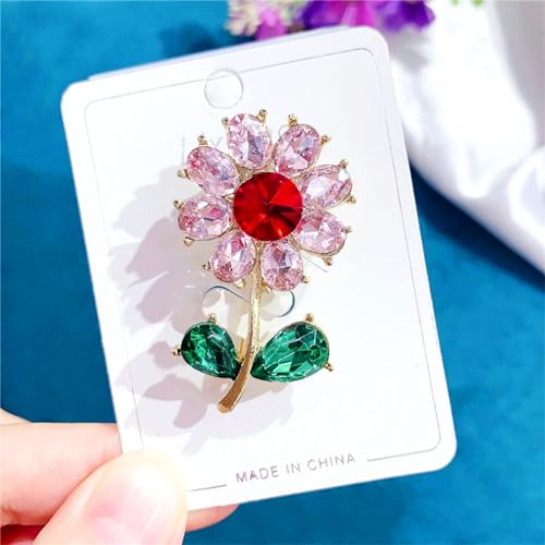 Image of WCRAZYE Sunflower Flower Brooch Pin for Women Girls Elegant Enamel Crystal Rhinestone Yellow Flower Plant Brooch Pin, Charm Sun Flower Coat Brooch for Mom Christmas Valentine's Day Jewelry Gifts