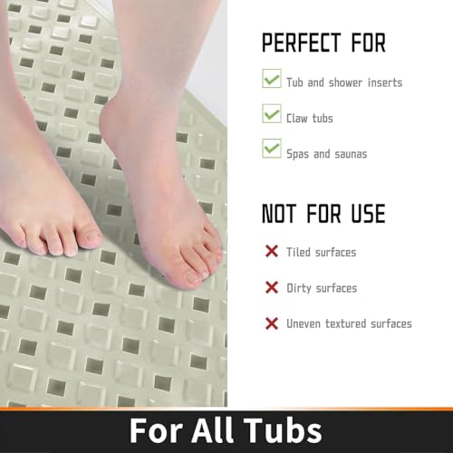 Image of Door mat Bathroom mats Anti Slip for Entrance Floor Foot Skid Bathtub Bath Shower Suction Cups (Beige 70x40cm)