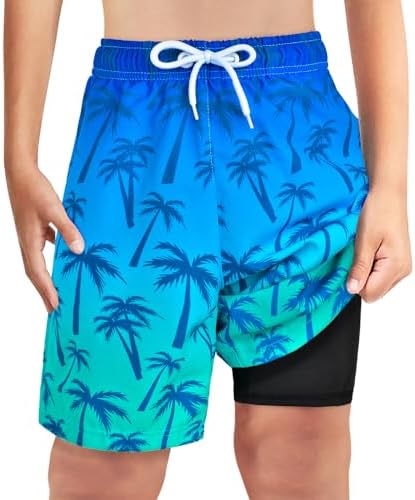 MaciRept Boys Swim Trunks Bathing Suit Swim Shorts for Boys Swimming Trunks with Boxer Brief Liner Swimsuit Board Shorts