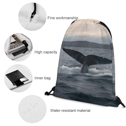 Drawstring Backpack Humpback Whale Tail Ocean Drawstring Bags Gym Bags for Men Women Draw String Bags Yoga Cinch Bag3