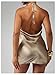 SweatyRocks Women's Metallic Backless Halter Dress Sleeveless Bodycon Club Party Mini Dresses Khaki Small
