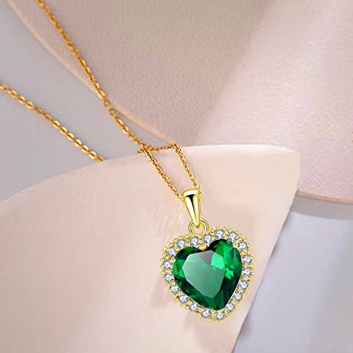 VONSSY Classic Heart Pendant Gemstone Necklace | Crystal Cubic Zirconia Birthstone Ruby Emerald Sapphire Necklace| 18K Platinum Gold Plated Chain | Vintage Meaningful Jewelry Gift for Mother Wife3