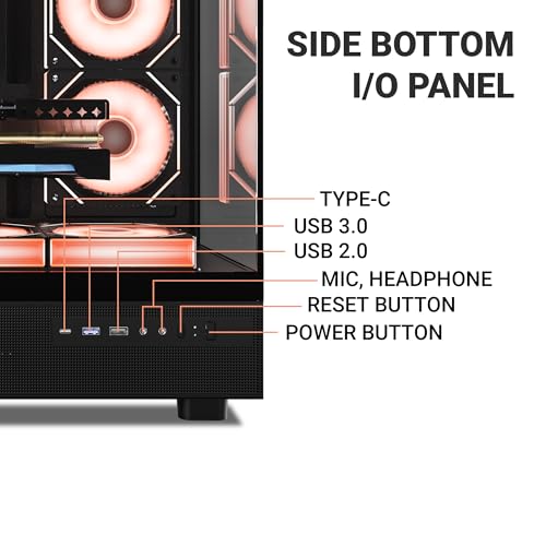 Image of Ant Esports Crystal X6 ATX Mid-Tower Computer Case /Gaming Cabinet with Type-C - Black | Support ATX, Micro-ATX, Mini-ITX | Pre-Installed 6 ARGB Infinity Mirror Fans | Dual Front Panel (Mesh /Glass)