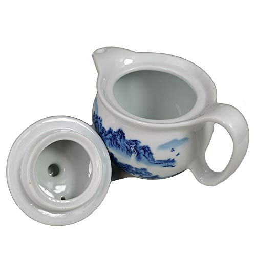 Teapot 12Oz Blue White Stainless Filter Wire Infuser For Loose Tea (Pot Landscape) #TOP6