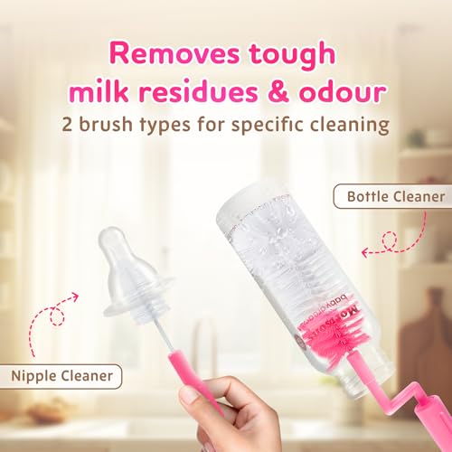 Image of Morisons Baby Dreams Rotary Bottle Cleaning Brush(Pink)