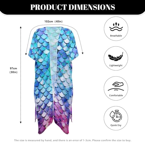 Women's Kimonos Swimsuit Coverups Bikini Swimwear Sheer Beach Cover Up Floral Print Casual Plus Size Cardigan 6