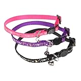 HOMOBABE 3個 発光 反射 猫 ネック リング 装飾 調節可能 子猫 首輪 アクセサ