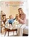 QPAU Inflatable Baby Floor Seat with Safety Harness, Baby Chair for Sitting Up (3 Months & Up), Portable Blow Up Baby Stuff for Infants with Built-in Pump (Dinosaur)
