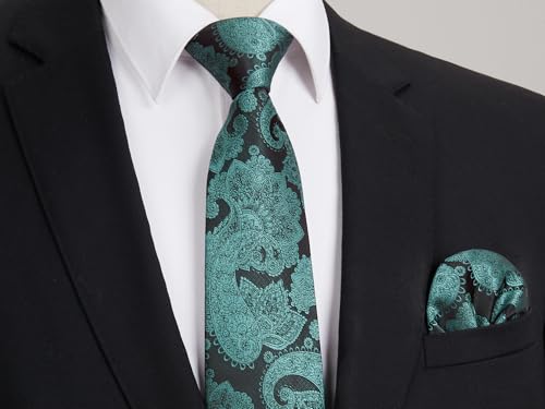 Image of Enlision Ties for Men Floral Tie Handkerchief Cufflinks Set Formal Flower Classic Mens Necktie & Pocket Square Wedding