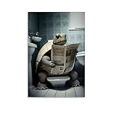 WEERSHUN Poster mit Schildkröte auf Toilette, zum Lesen, 