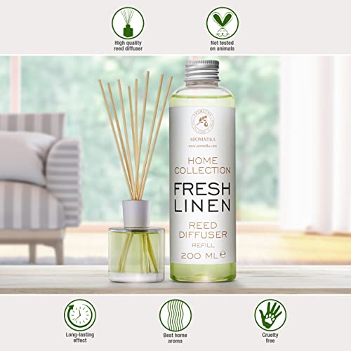 Ricarica Diffusore Ambiente Fresco Bucato 200ml - Profumatori Ambiente - Aroma Fresco - Deodorante Ambiente - Diffusore di Aromi - Reed Diffuser Refill - Fragranza Fresh Linen