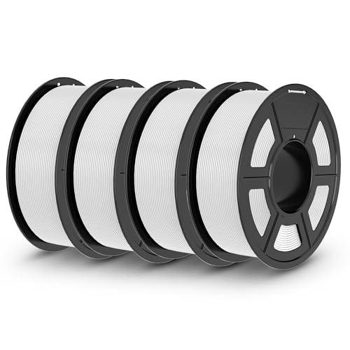 Image of TECBEARS PLA 3D Printer Filament, 4KG PLA Filament 1.75mm, Neatly Wound 3D Printing Filament, Dimensional Accuracy + /- 0.02 mm,1 Kg Per Spool, Pack of 4, White