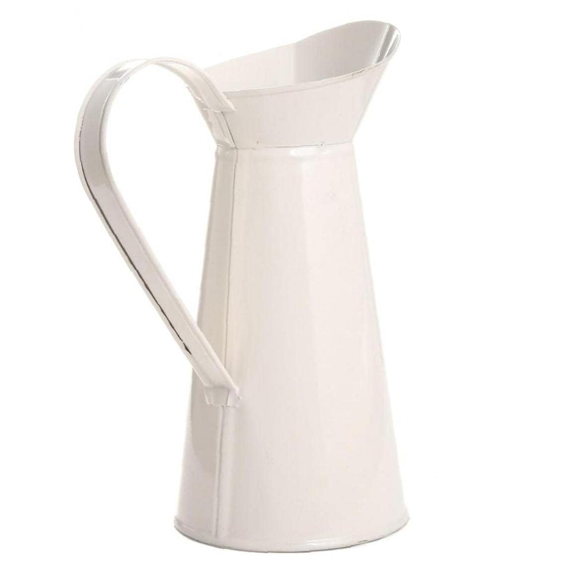 Tossper Cream Vintage Tall Flower Vase Metal Shabby Chic Pitcher Home Wedding Decoration Flower Jug