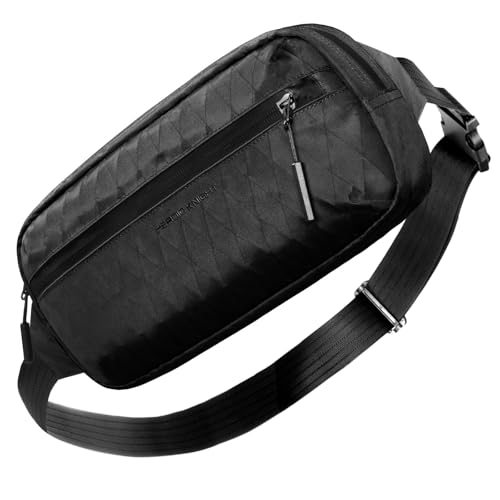 hk Crossbody Sling Bag for Men with Switch Pocket, Waterproof Anti-Theft Shoulder Backpack for Commuting & Gaming, Tech Organizer with 3-Layer Sailcloth-Inspired Fabric, Black