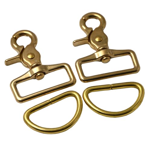 OKONES Pack of 2,1-1/2'' Inner Width,Solid Brass Square Lobster Clasps Swivel Trigger Clips Hooks for Straps Bags Belting leathercraft(Hook insides 1-1/2'')