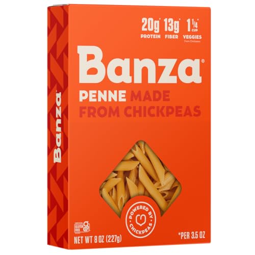 Banza Penne Pasta from Chickpeas - Gluten Free, High Protein, and Lower Carb Protein Penne Chickpea Pasta - 8oz