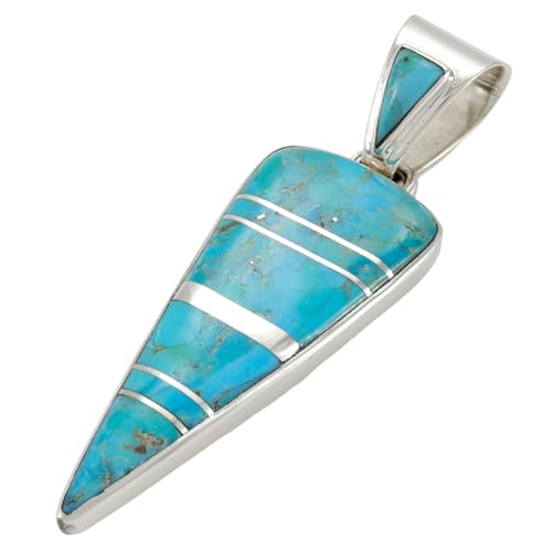 Turquoise Arrowhead Pendant Necklace Sterling Silver 925 (Sterling Silver Pendant with 20" Stainless Chain)2