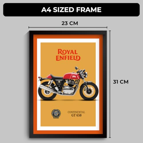 Image of Funk You Store Royal Enfield Bullet Poster | Framed RE Continental GT 650 A4 Sized (31 x 23 cm) | Bike Poster for Wall, Bike Frames | Bikes Posters for Wall, Bedroom, Hostel, Study Room (F 051)