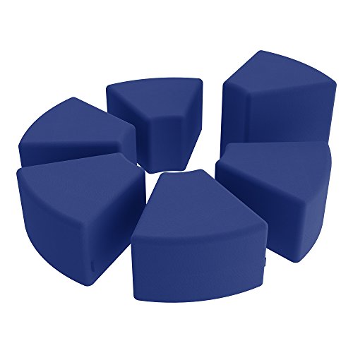 Image of Sprogs 18 inch H Structured Wedge Stool -Flexible Modular Collaborative Soft Seating for Office, Home, Lounge and School Classrooms with Durable Frame & Set of 2 inch Legs Add-on - Blue