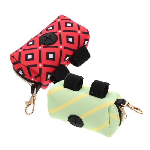 BESPORTBLE 2 pezzi Dispenser per Sacchetti Igienici Cani Portatile e Leggero Supporto per Sacchetti Escrementi Cani da Esterno Comodo e Compatto per Passeggiate con Colori Verde e Rosso