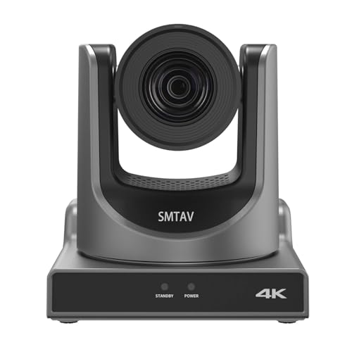 SMTAV 20X Optics Zoom 4KP60UHD NDI PTZ Camera, Support AI Auto Tracking and POE with Network IP Live Streaming, Simultaneous NDMi 3G-SDI and USB2.0 Video Output, for Conferences, Church, Teaching