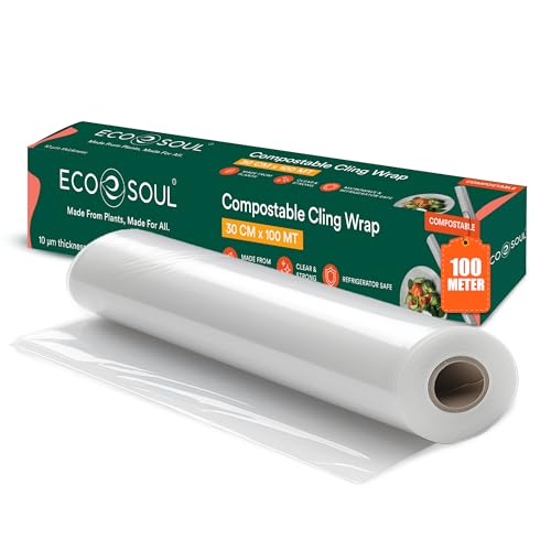 Image of ECO SOUL Cling Wrap[30cm x 100m] Biodegradable Food Wrapping Roll for Food | cling wrap,cling film for food wrapping,food wrapping roll,cling roll,wrapping roll,kitchen wrap