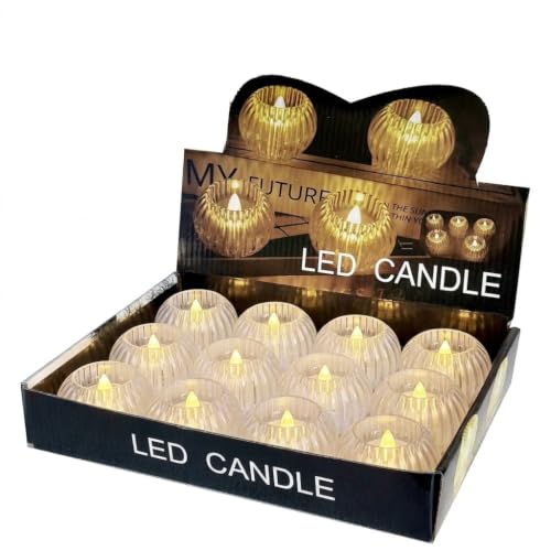 Image of CAVY LED Tealight Candles Flameless & Smokeless Decorative Candles Tealight with Ripped Crystal Design Battery Operated Flickering Candle for Diwali Decoration,Wedding,Birthday,Home Decor (Set of 24)