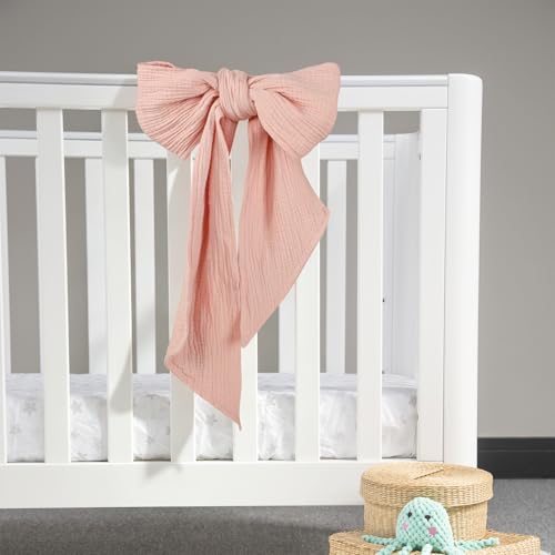 Image of Newborn Swaddle Sash, Soft Muslin Bow Decorative Strap for Swaddles, Adorable Maternity Bow Sash, 70x5.5 Inch, Pink