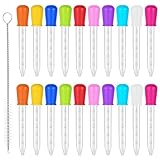 20 Stück 5 ML Pipetten Plastik, Silikontropfer, Flüssigkeitspipetten Mit Reinigungsbürste, Kunststoff Pipetten Mit Ballonspitze für Die Herstellung Von Süßigkeiten, Ölen, Gummibärchen