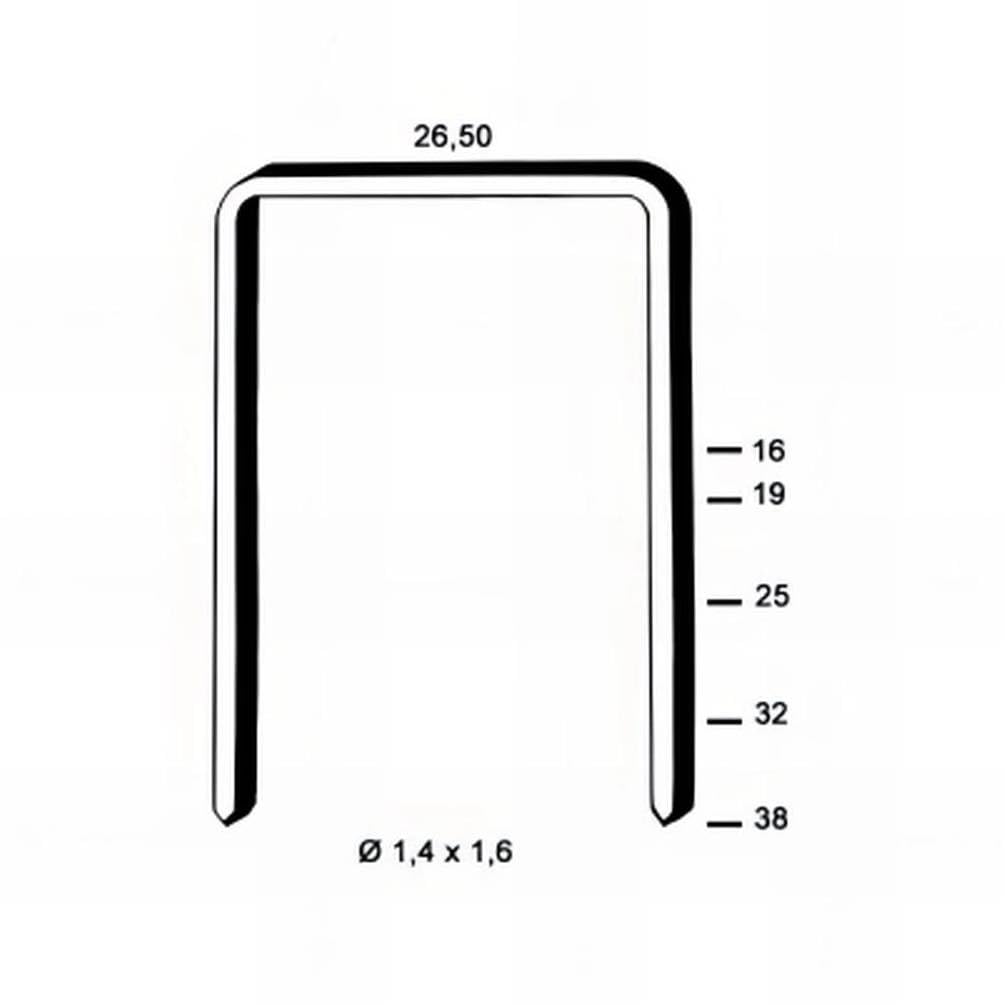 D-Work 14.000 grapas galvanizadas U-16-4.8x16x0.5x0.7 mm