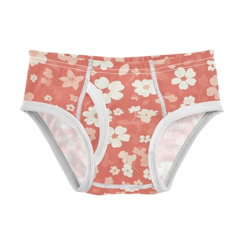 KLL Floral Pattern Cute Simple Flowers Vermilion Toddler Boys Comfort Briefs Underwear Breathable Children Undies