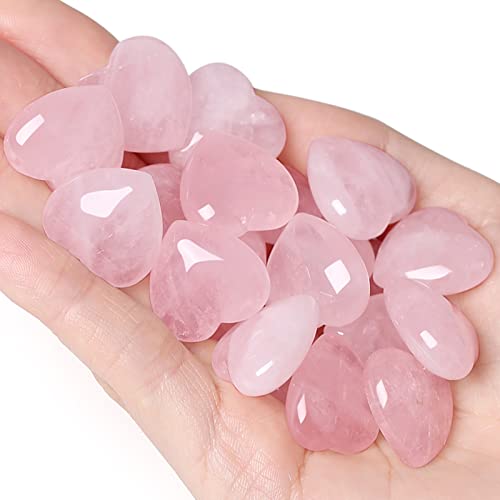 10 PCS 0.8 * 0.8 Inches Thicken Heart Crystals Amethyst Natural Healing Crystal Polished Hearts Carved Stones Rose Quartz Palm Gemstones Reiki Energy Balancing Worry Stone Meditation Love Gift