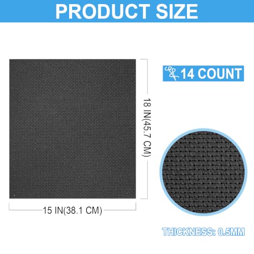 Image of MYFAMIREA Cross Stitch Aida Fabric 14 Count, 18 x 15 Inch Large Size, Classic Reserve Cross Stitch Aida Cloth for Home DIY Embroidery Decoration, Black