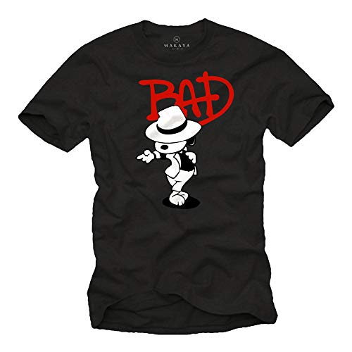 MAKAYA Camiseta con Perro Bailando - Bad - Snoop Jackson Negro Talla M