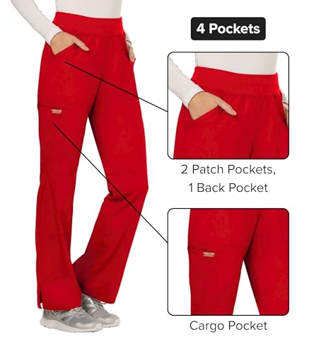 Image of Cherokee Women Scrub Pant with Straight Leg Pull-on Pant Medical Bottom with 4 Pocket & 2-Way Stretch Fabric - WW110