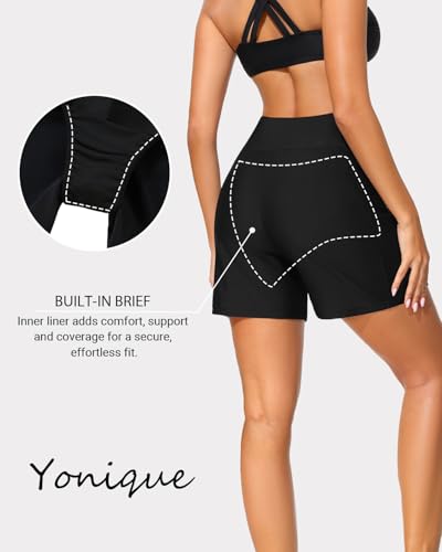 Image of Yonique Womens Swim Shorts Bathing Suits Bottoms Swimsuit Bottoms(Available in Plus)