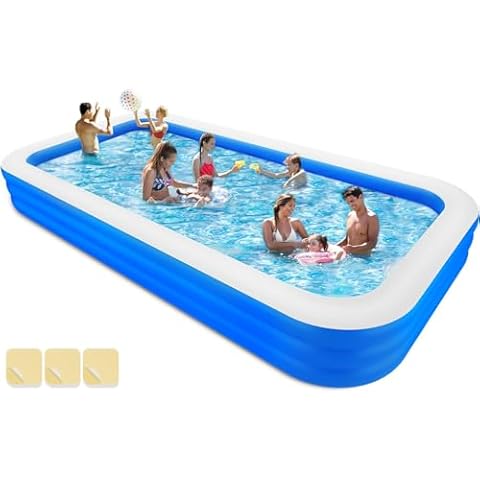 Large Inflatable Swimming Pool, 145" X 74" X 22" Oversized Thickened Blow-Up Pool for Adults, Family, Swimming Pool for Garden, Backyard, Summer Water Party, Indoor Outdoor Cover