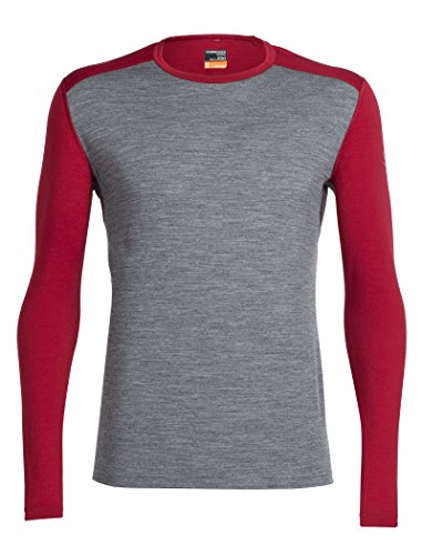 Icebreaker Merino Men's Oasis Long Sleeve Crewe, Gritstone Heather/Oxblood, X-Large