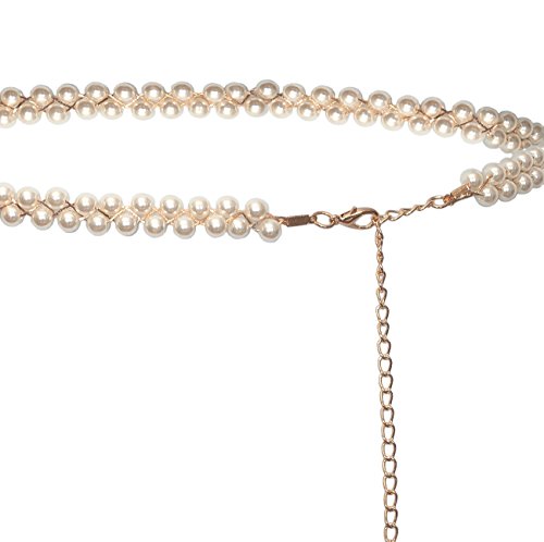 eVogues Plus Size Adjustable Pearl Chain Link Waist Belt3