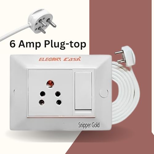 Image of Elegant Casa 6 Amp Electric Extension Board with Cord 1 Socket with Individual Switch Light and Small Appliances with 6 Amp Plug Top 3 Core 1.5 Mm,15 Meter Copper Wire
