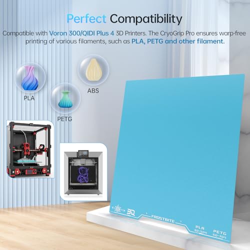 Image of BIQU CryoGrip Pro Frostbite Panda Build Plate for Voron 300 /QIDI Plus 4 3D Printers 300x300mm Room Temperature Print Double Sided Upgrade Plate Removable Surface Platform