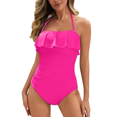 Traje de baño Sexy- Trajes de baño sin tirantes para mujer, traje de baño con volantes chic